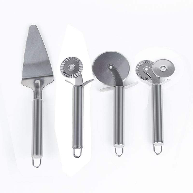 Ready-to-ship stainless steel single-wheel pizza cutter, baking scalloped rolling wheel cutter, double-wheel cutting knife, kitchen pizza shovel, cake shovel