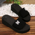 plus size wedge slippers for women 2025new arrivalexport one-word pearl butterfly sandals open peach heart slippers