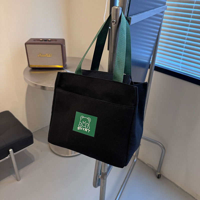 Canvas bag New handbag Bento lunch box Mommy office worker Large capacity commuting Simple versatile shoulder bag