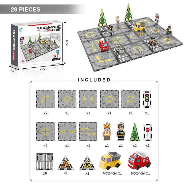 Kids educational diy painted diamond pattern magnetic track building blocks baby puzzle puzzle magnetic sheet square castle toy