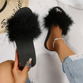 Ostrich feather sandals women's outdoor wear 2025 summer new style "stomping on shit" comfort high-end thick sole beach plus size flip-flops