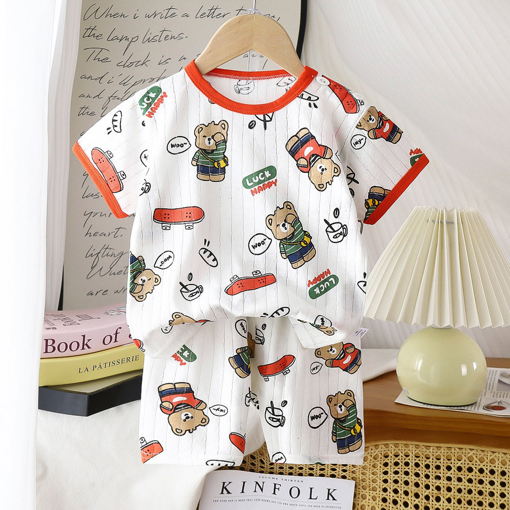 summer new arrivals: kids' short-sleeve and shorts sets - baby boys' and girls' t-shirt and shorts outfits, all-cotton wholesale