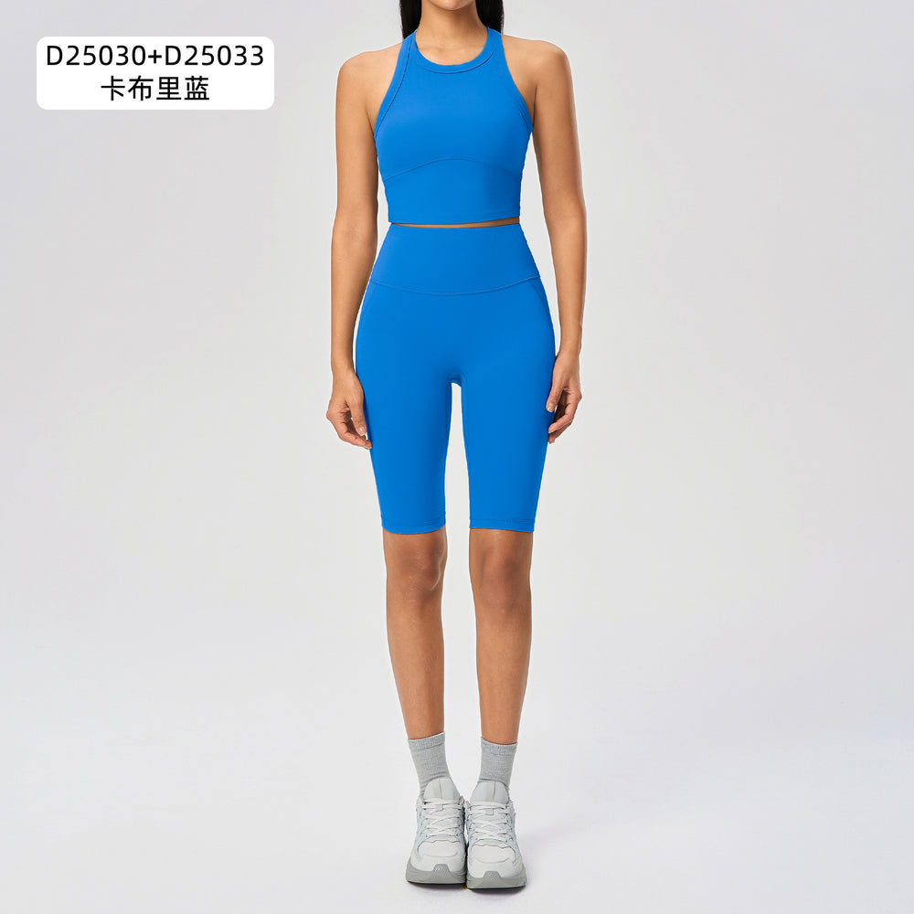 Naked feeling high-intensity sports bra women's no embarrassment line elastic tummy tight half length pants fitness yoga suitsuit