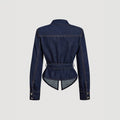 X-spot-66220#fashion  cross-border fashion women's versatile waist design belt denim jacket
