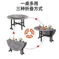 Assembled folding round table - compact, mobile, multi-functional table with wheels for home use (small apartments)