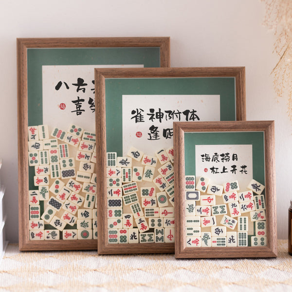 麻将相框摆台批发招财创意摆件雀神附体diy手工转运妈妈生日礼物