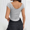 cross-border women's fashion hot seller: minimalist design t-shirt - versatile, elegant, slim-fit cropped top for summer