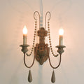 American retro wall lamp - cordless charging, solid wood, french style for living room, bedroom, bedside, hallway, stairway, candle wall sconce