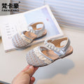 Vancahao girls' sandals -  summer new korean style children's fashion beaded closed-toe princess shoes for babies