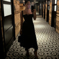 European and american style ins cross-border mid-length corset dress with flowy slit and tie detail - women's casual outing dress