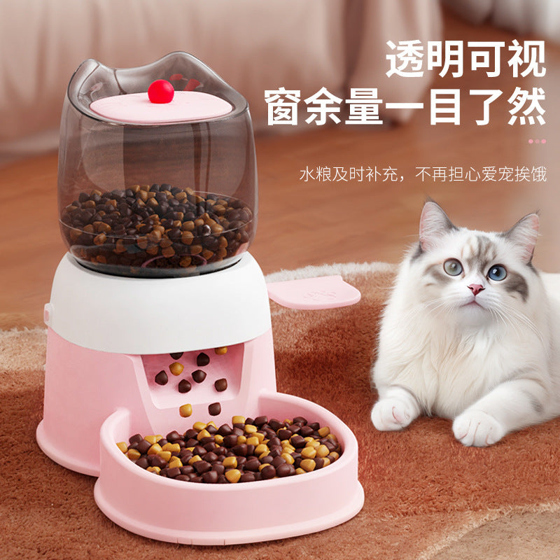 New arrival cross-border pet automatic feeder cat and dog large capacity bowl pet feeding basin push-type educational pet bowl