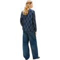 Amazon fashion blue plaid long-sleeve shirt for women,  spring new arrival, stylish and elegant loose-fit top