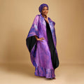 Aliexpress cross-border export african hot stamping plus size robe headscarf women's tassel dress + vest two-piece set