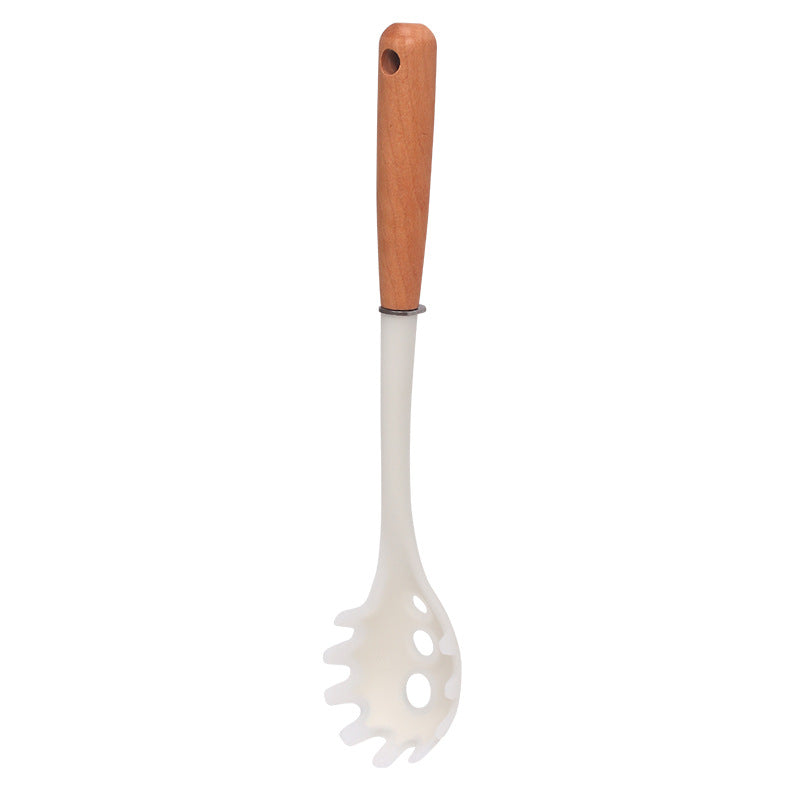Beech handle transparent white silicone spatula food grade high temperature resistant spoon colander kitchen household cooking spatula set