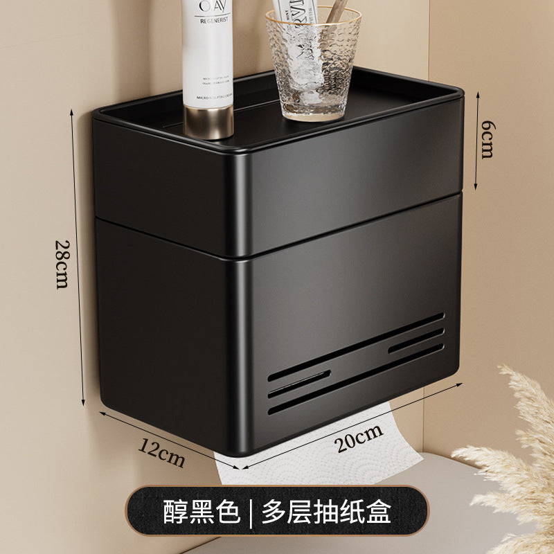 Bathroom tissue box holder, toilet paper dispenser, no-drill wall mount, roll paper holder