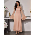Amazon halter neck bell sleeve elegant dress women's  spring new arrival - slim fit waist dress