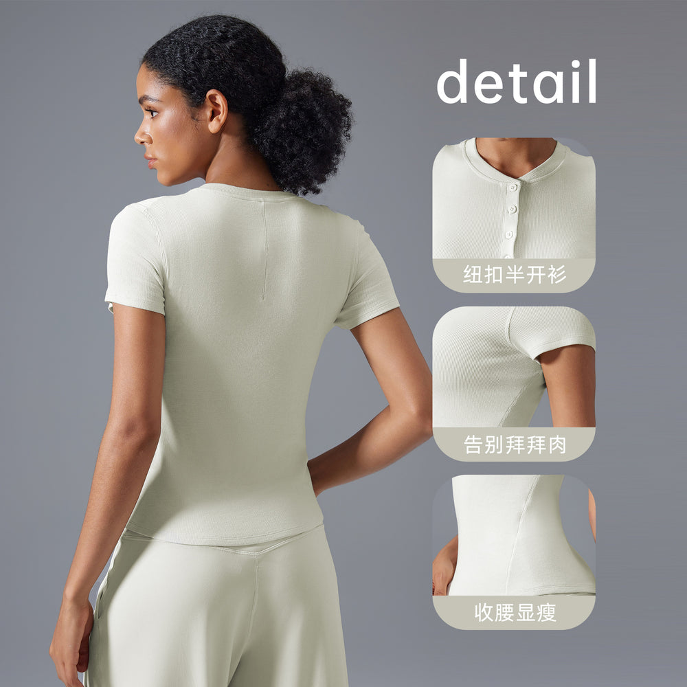 Modal yoga top - women's short sleeve, stretchy, comfortable, skin-friendly fitness t-shirt, slim fit, figure-flattering activewear top d25097