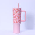Custom leopard print handle car cup, 304 stainless steel vacuum insulated tumbler, large capacity portable cooler, ice bucket cup