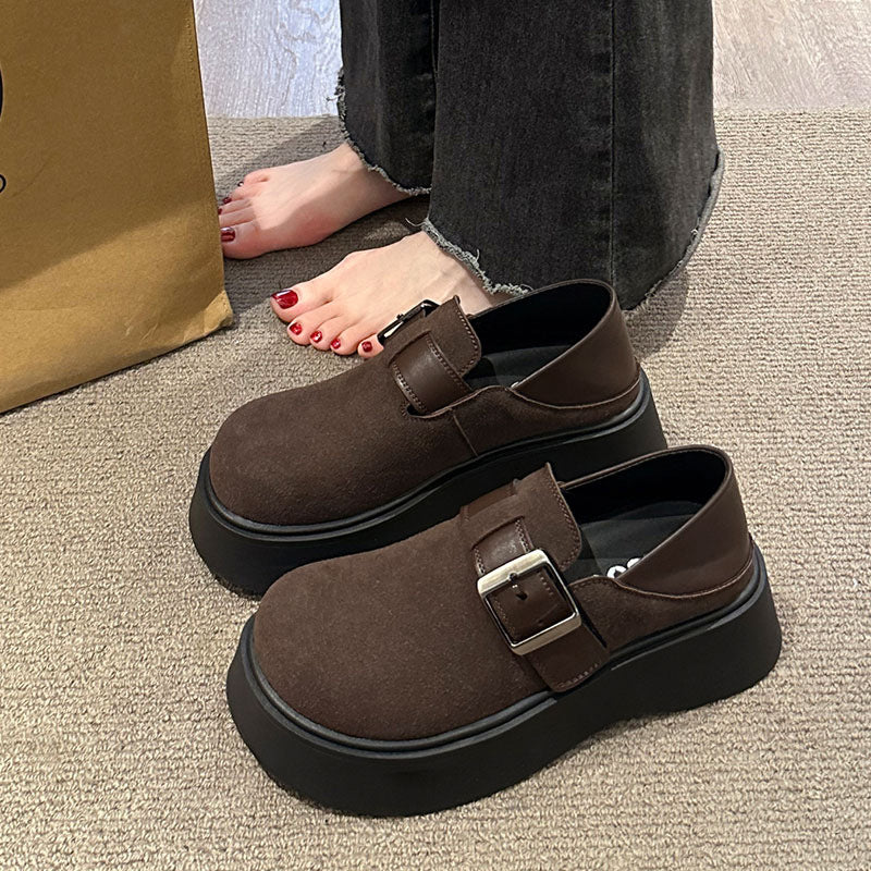 British style big toe thick sole small leather shoes for women 2026autumnew arrival birkenstock shoes with skirt flats loafers