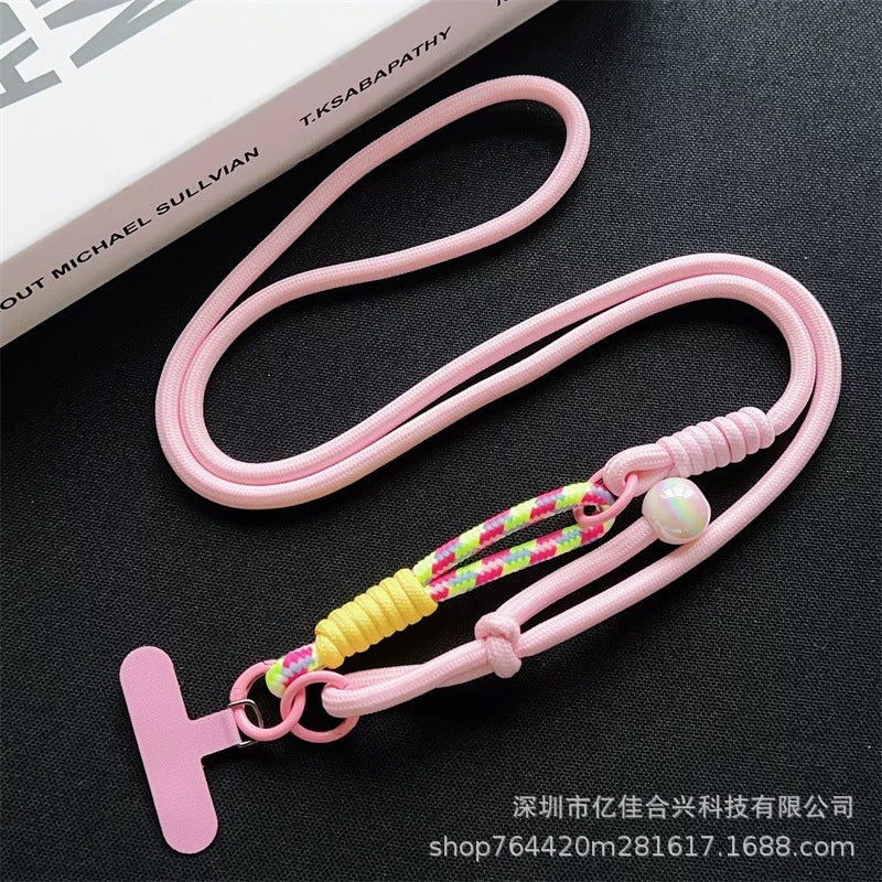 New arrival adjustable hanging neck long braided rope multi-functional wrist patchwork rope k-styletrendy color ball outdoor anti-lost