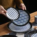 Japanese retro ceramic western dinner plate steak plate restaurant home hand-painted wave pattern unique ceramic sample room display plate