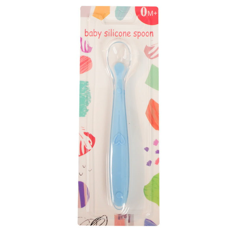 English card pack, baby silicone spoon, soft head spoon, baby training spoon, children's tableware cartoon silicone spoon