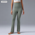 High-waisted, butt-lifting, flared yoga pants with a foldable waistband. these slimming, barely-there leggings are perfect for workouts and fitness activities. style d25102