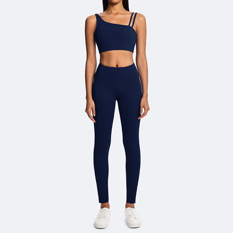 European and american new eco-friendly fabric racerback sports bra women's yoga top high-impact shockproof running yoga vest