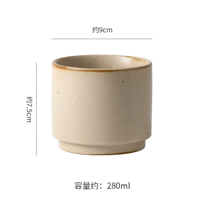 Japanese retro rustic pottery coffee cup afternoon tea latte high-end ceramic kiln-change cup latte art cup drawstring cup water cup