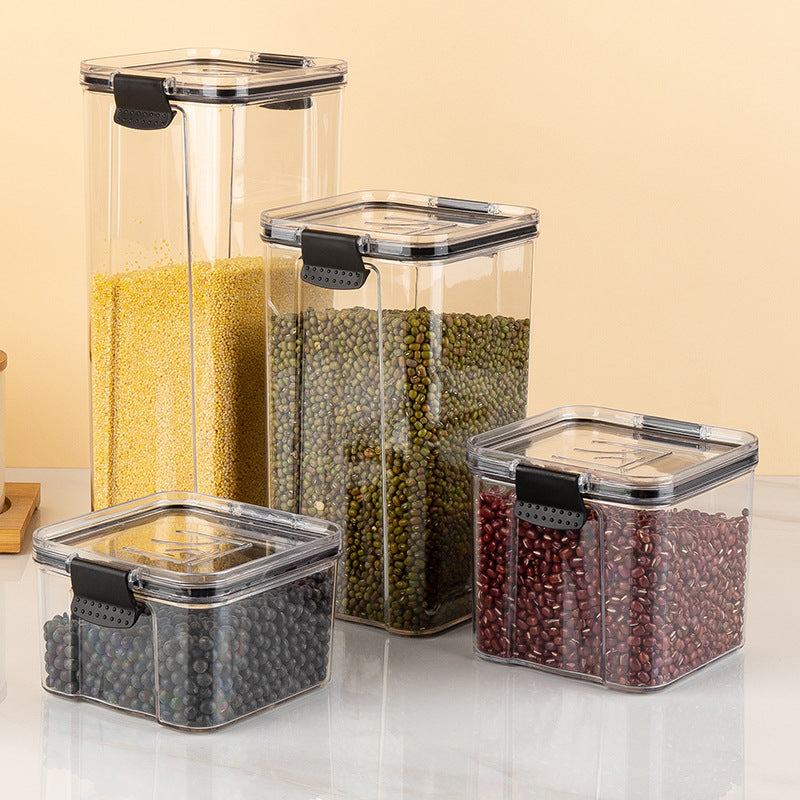 One piece of delivery PET kitchen transparent food sealed jar square moisture-proof sealed jar grain storage box