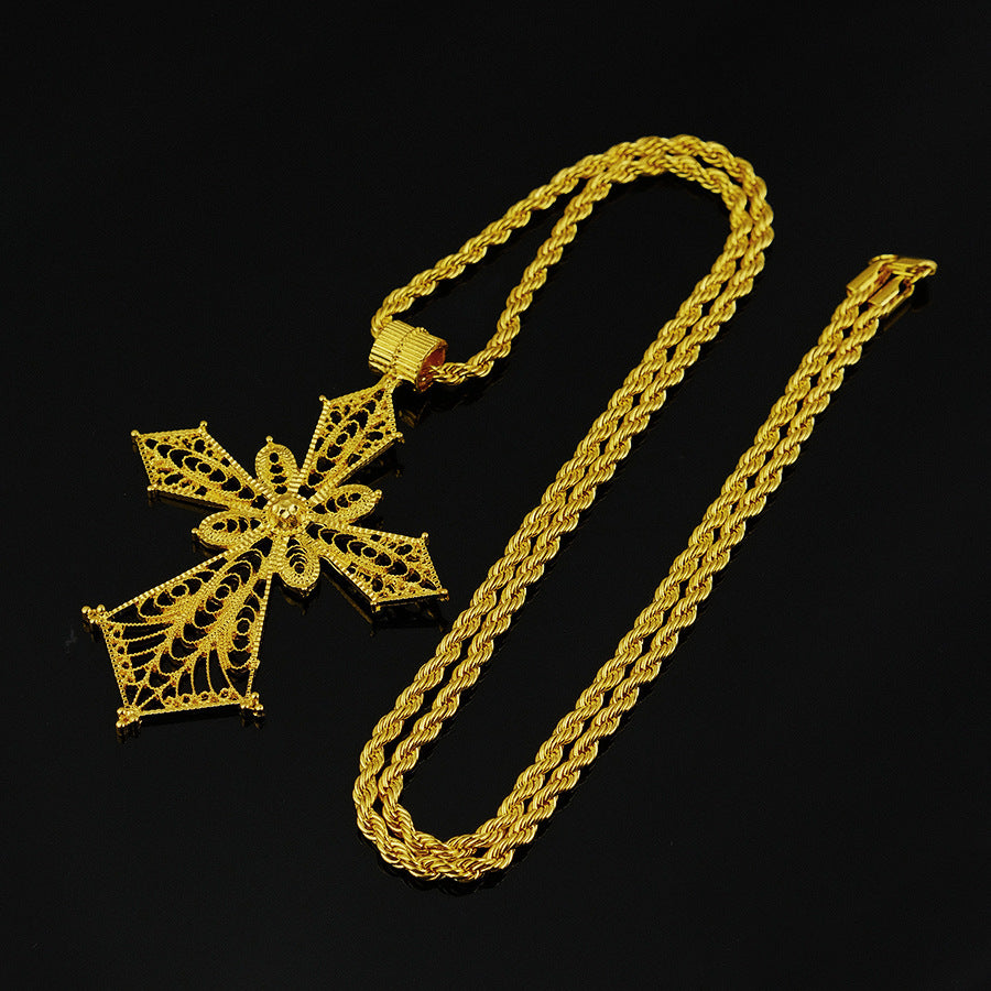 24k ethiopian big cross jewelry pendant gold african eritrean traditional wedding