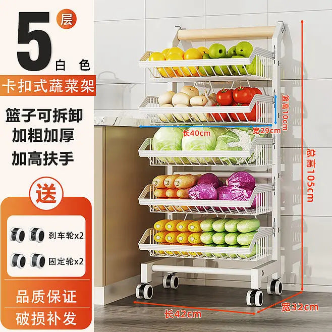 Shelf kitchen floor seasoning vegetable storage rack trolley sundries storage rack adjustable multi-layer trolley
