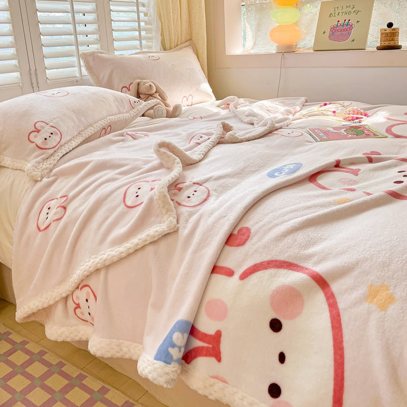 Winter flannel blanket thickened warm coral fleece blanket milk fleece nap blanket office blanket wholesale