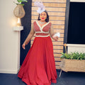 Fashion cross-border export  dress african plus size women's clothing autumnew arrival lace patchwork sequined long skirt