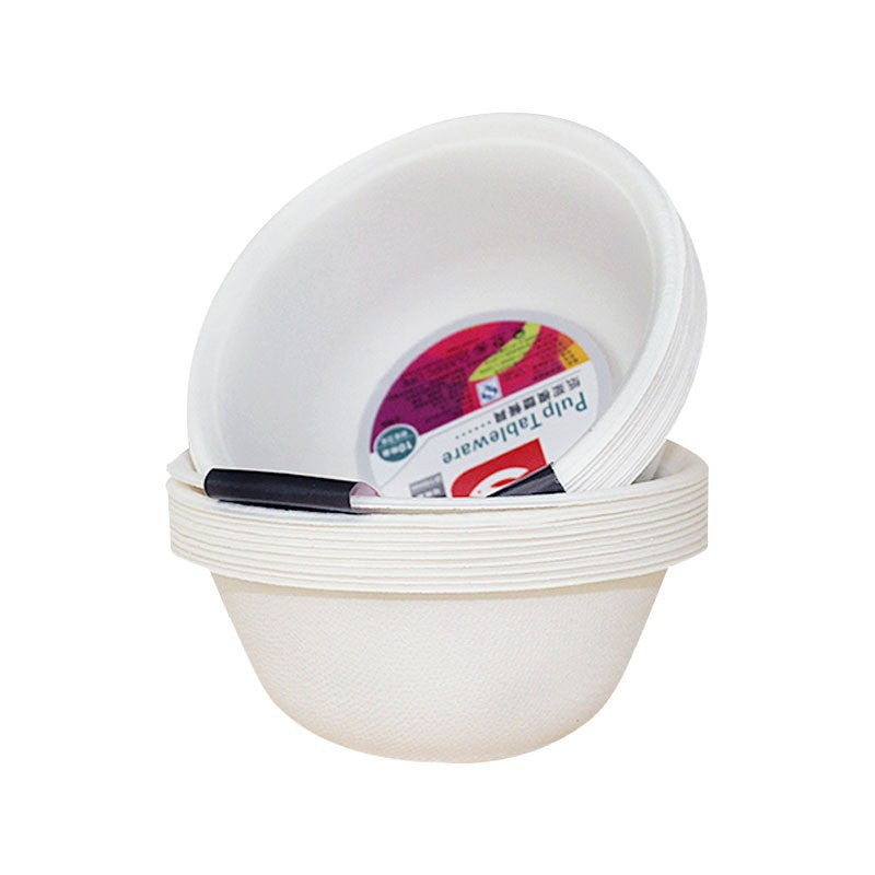 Wholesale ready-to-ship disposable paper bowls for home use, made from sugarcane pulp, biodegradable, deep dish, molded tableware, food grade