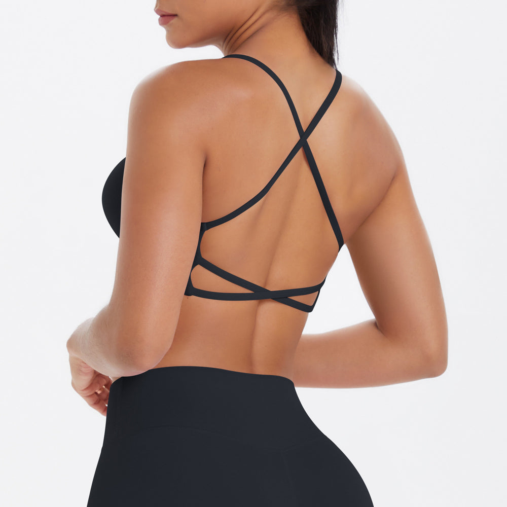 Fashion cross-border thin strap cross back yoga sports intimates large backless breathable fitness bra yoga wear for women