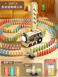 domino train kids educational automatic electric delivery vehicle building block toy gift for boys and girls