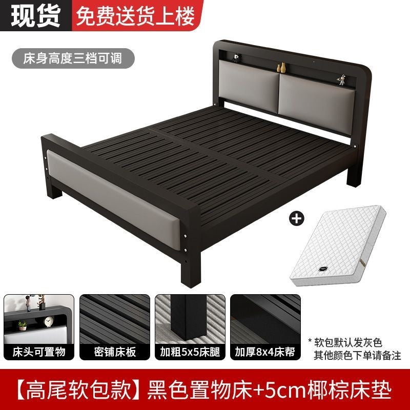 Extra thick iron frame bed carbon steel bed rental house assembled iron bed bold dormitory iron bed bedroom simple bed big sale