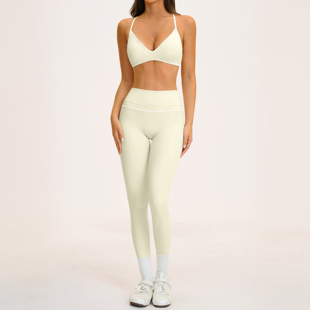 new yoga outfit: high-waisted peach lift, color block, push-up, and beautiful back design - activewear set 9615