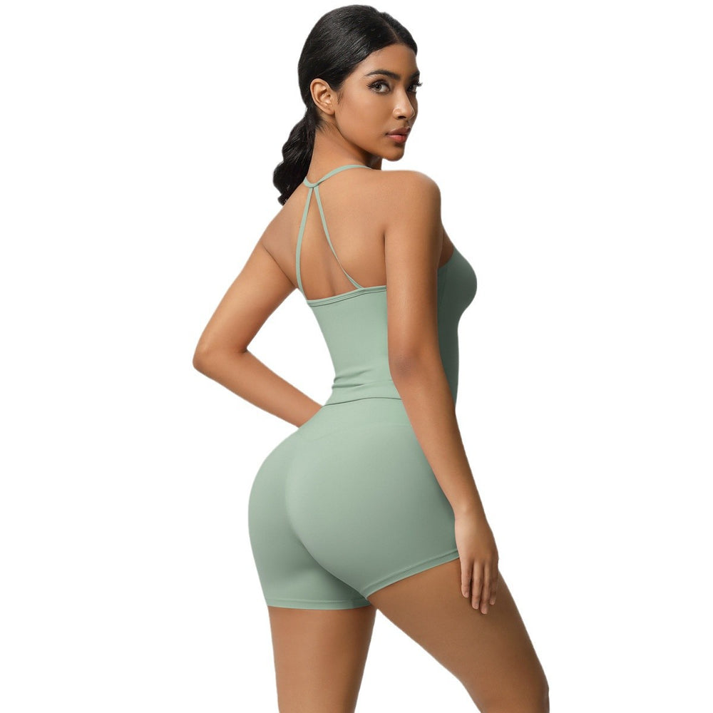 new arrivalpure color suspender beautiful back sports bra suithigh waist hip lifting running fitness yoga suit for women