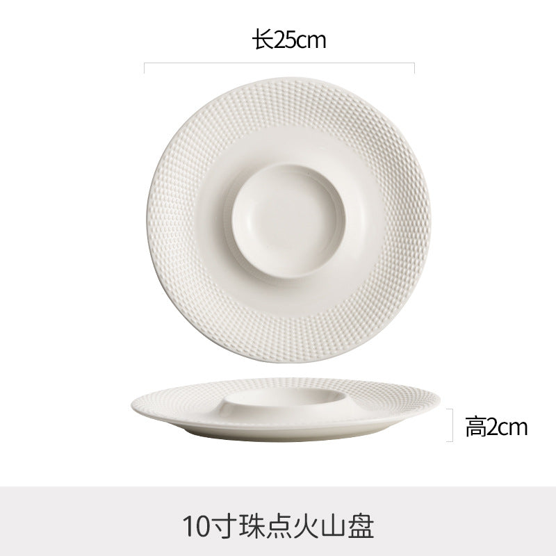 Byron ceramic western dinner plate - premium hotel steak plate - hotel tableware embossed feature plate - dinner plate