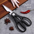 Stainless steel heavy-duty german-style kitchen scissors - durable, multi-purpose, everyday use (chicken bone, meat cutting, panda design)