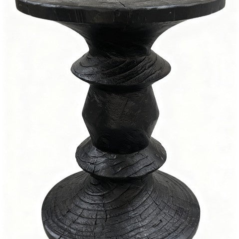Wabi-sabi carbonized black flower corner stand folk style qhc store log sofa side table retro designer wooden pier wine display