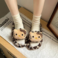 Ins super fire leopard print kt cat thick sole fur slippers for women can be worn outside fall and winter home heattechkorean stylefashion cotton slippers