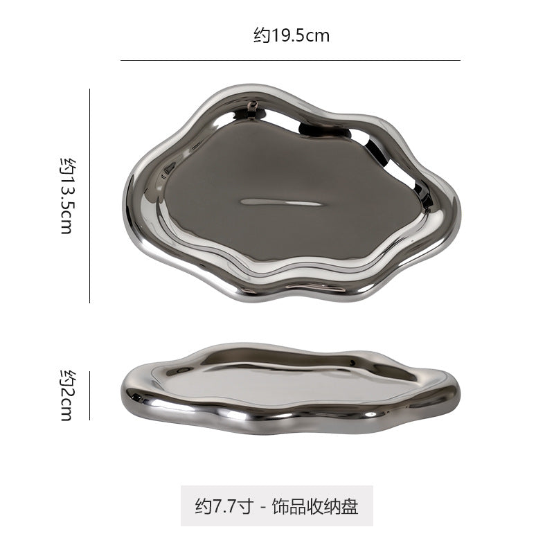 Customized internet celebrity jewelry ceramic entrance desktop storage ceramic plate asymmetrical photo prop display plate
