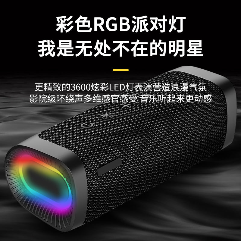 New wireless bluetooth speaker with rgb lighting, deep bass, high volume, portable outdoor fabric waterproof speaker