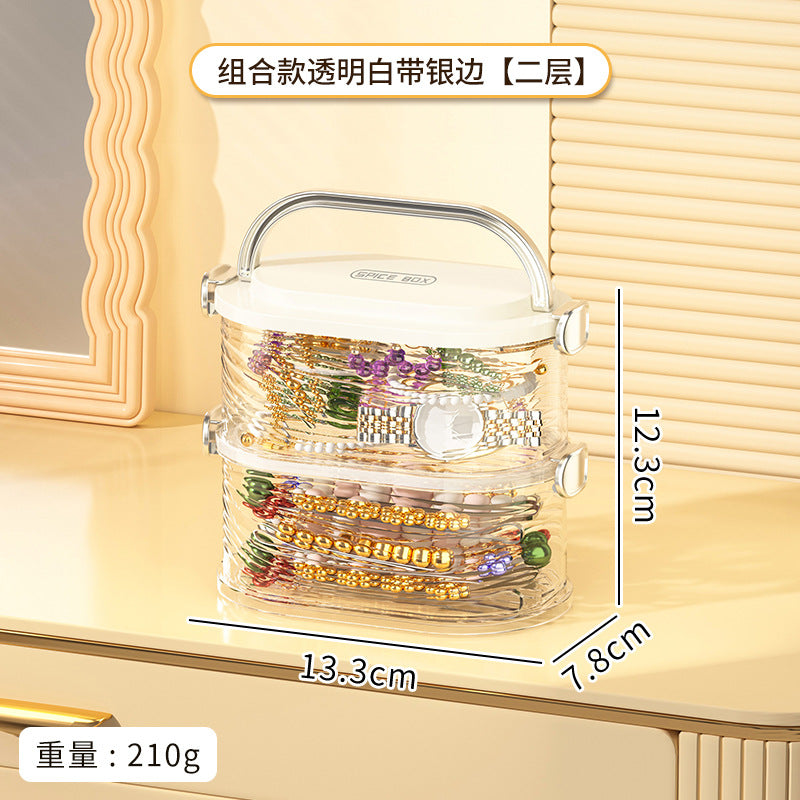 Customizable desktop storage box, multi-layer hair accessories, jewelry box, hair band, hair rope, hairpin, jewelry, transparent storage box.