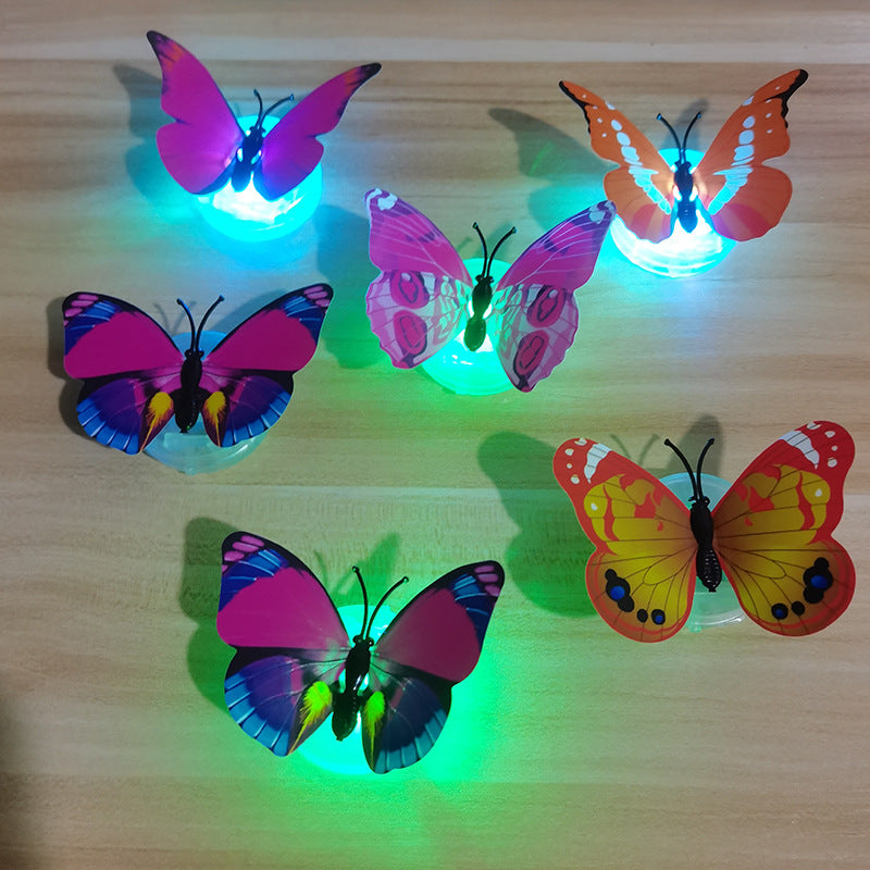Colorful luminous butterfly LED night light flash simulation three-dimensional butterfly wall sticker creative gift decoration wholesale
