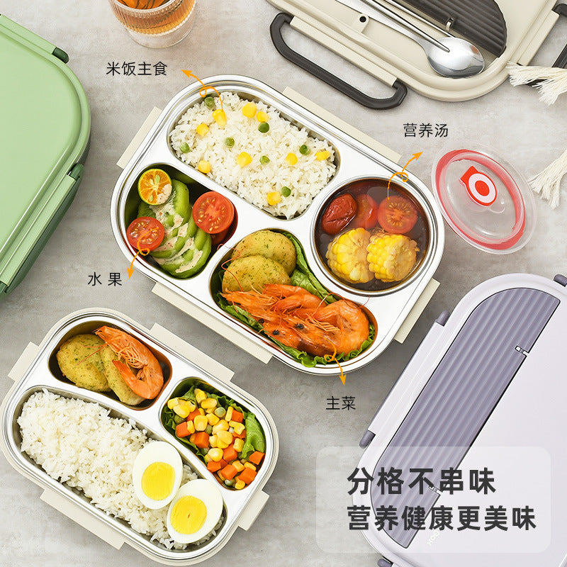 304 stainless steel insulated lunch box - japanese-style divided food-grade bento box for kids and adults