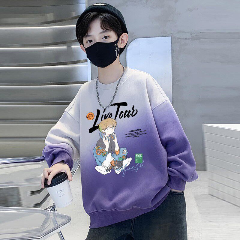 Boys' spring/autumn sweatshirt -  spring collection - relaxed fit long sleeve tee - mid-to-large size boys' top - new trendy & stylish design